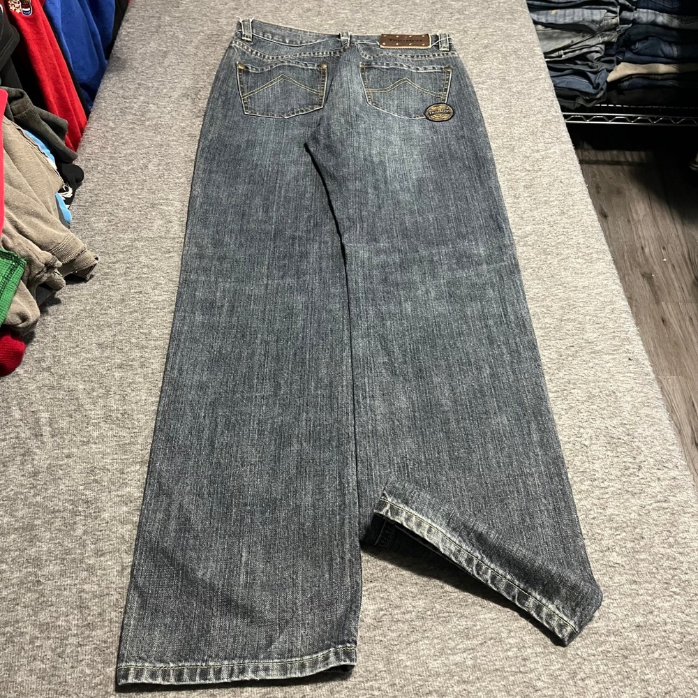 Triumph Motorcycles Mens Straight Fit Jeans Dark Wash Blue Union Jack 32/42 Reg